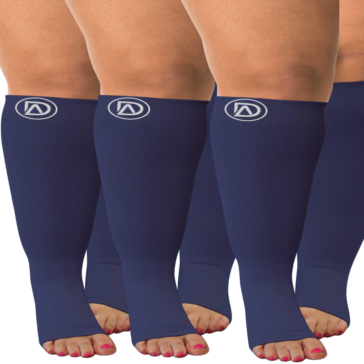 Plus Size Wide Calf Toeless Compression Socks 20–30 mmHg Multipack (3 Pairs)