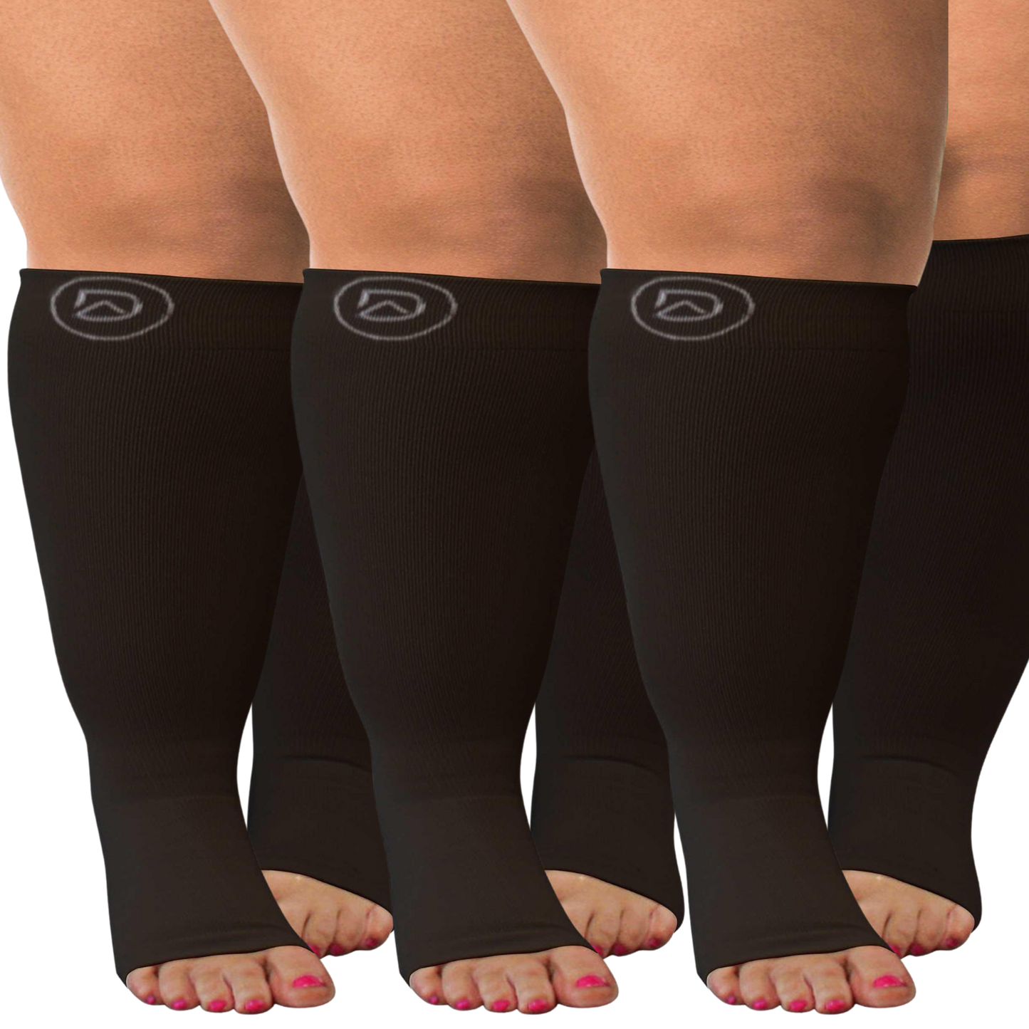 Plus Size Wide Calf Toeless Compression Socks 20–30 mmHg Multipack (3 Pairs)