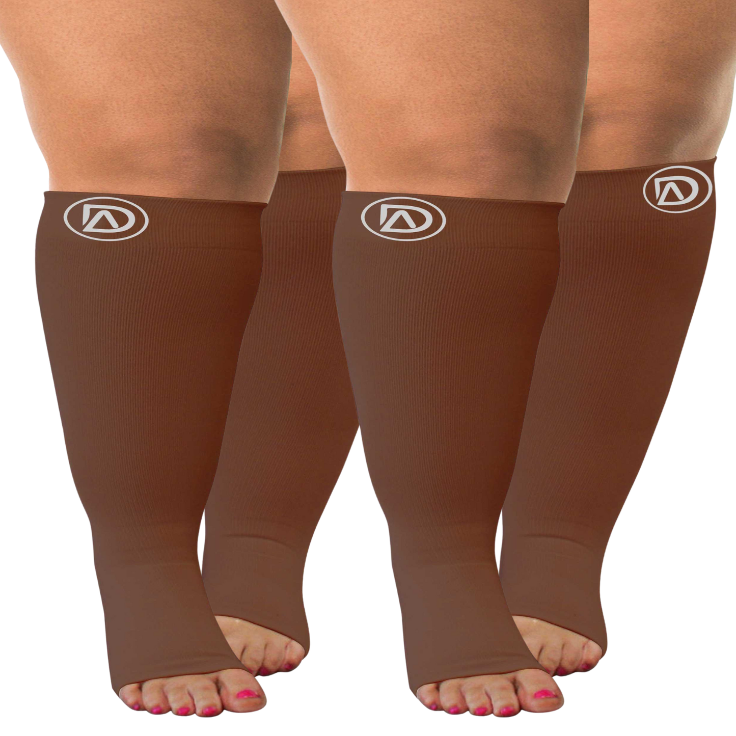 Plus Size Wide Calf Toeless Compression Socks 20–30 mmHg Multipack (2 Pairs)