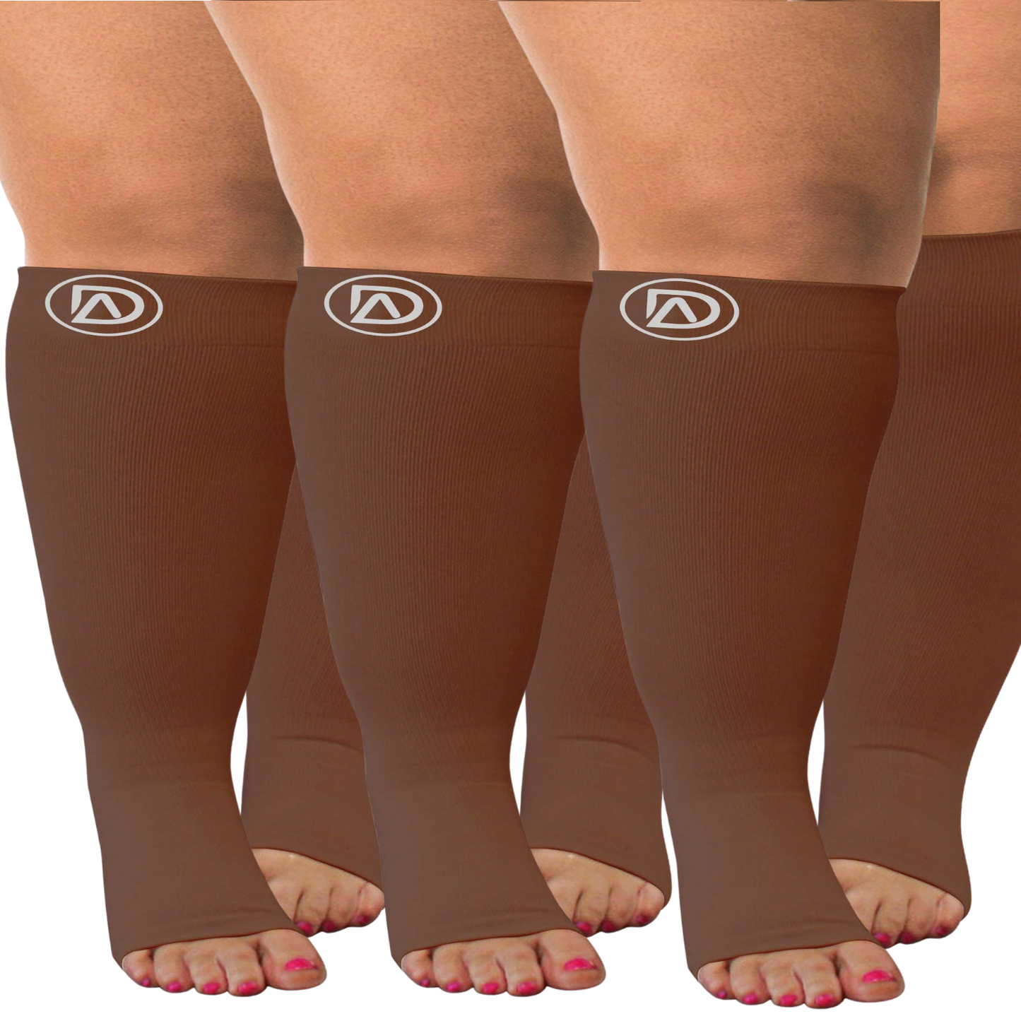 Plus Size Wide Calf Toeless Compression Socks 20–30 mmHg Multipack (3 Pairs)