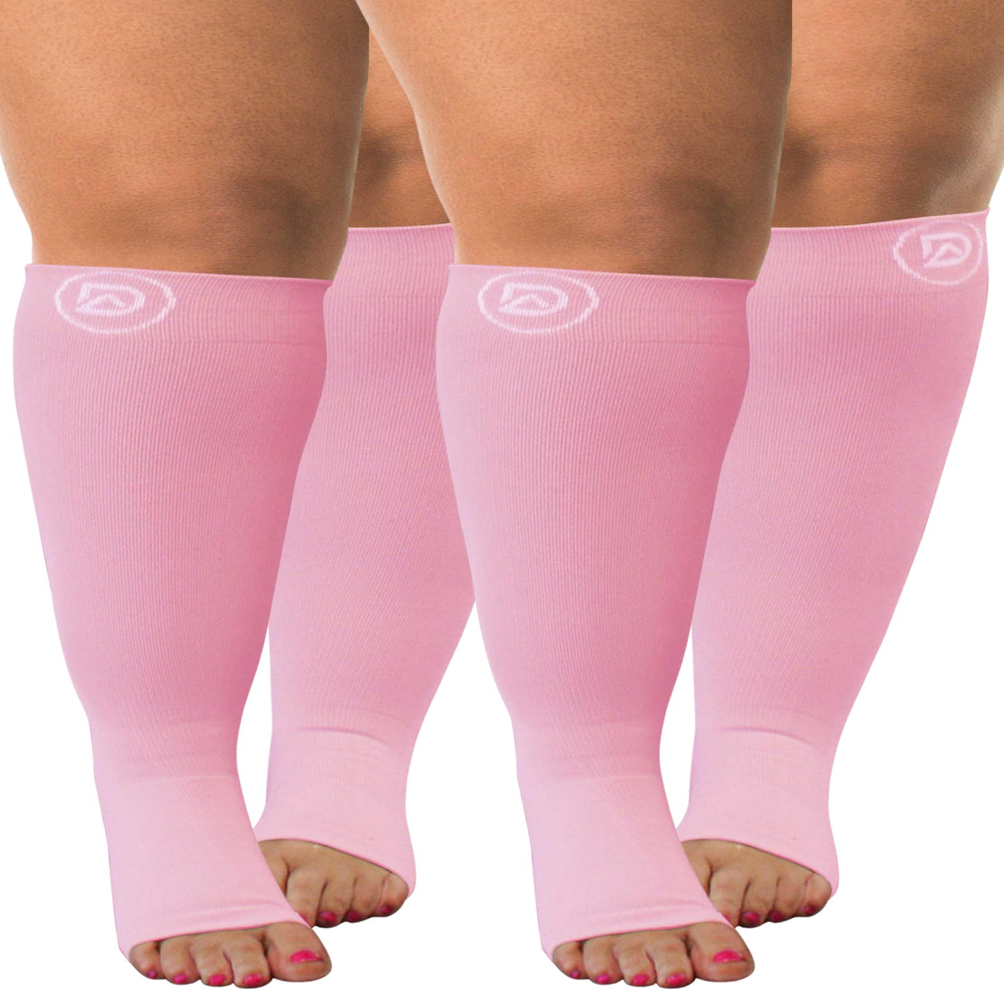 Plus Size Wide Calf Toeless Compression Socks 20–30 mmHg Multipack (2 Pairs)