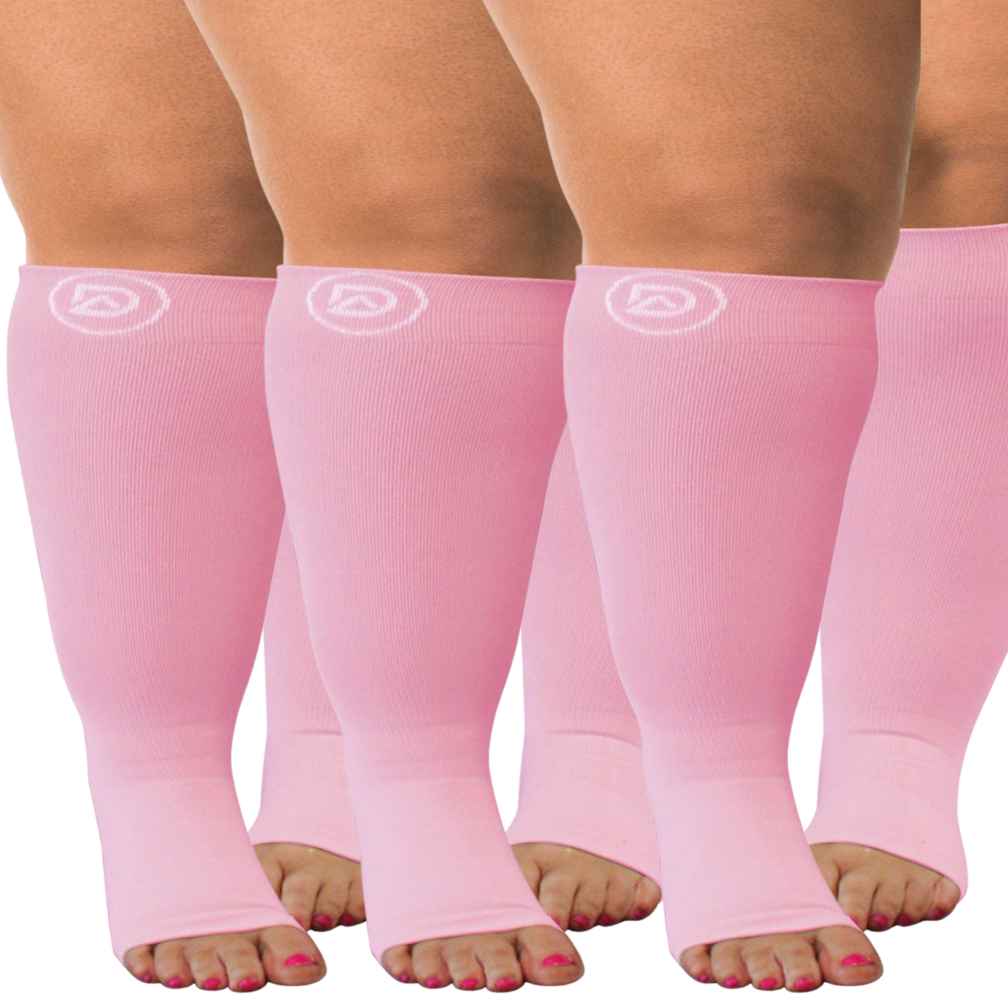 Plus Size Wide Calf Toeless Compression Socks 20–30 mmHg Multipack (3 Pairs)