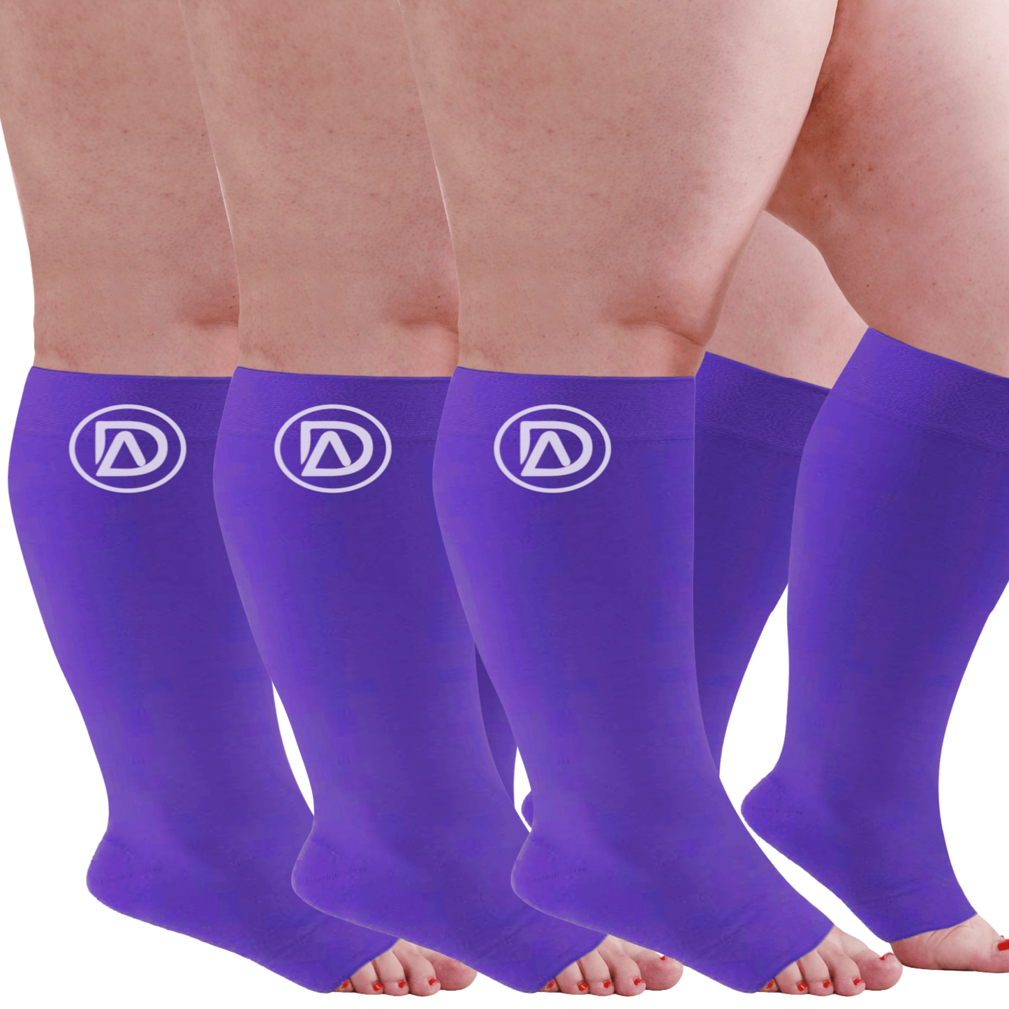 Plus Size Wide Calf Toeless Compression Socks 20–30 mmHg Multipack (3 Pairs)