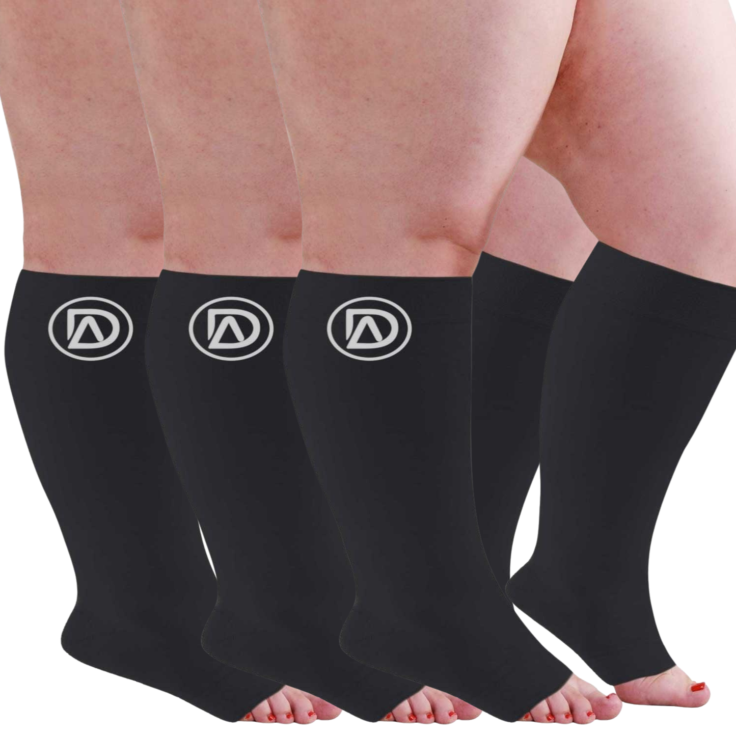Plus Size Wide Calf Toeless Compression Socks 20–30 mmHg Multipack (3 Pairs)