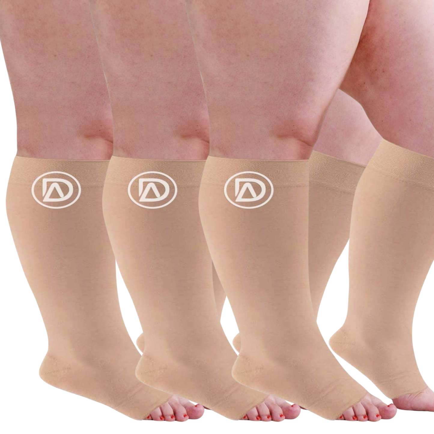 Plus Size Wide Calf Toeless Compression Socks 20–30 mmHg Multipack (3 Pairs)