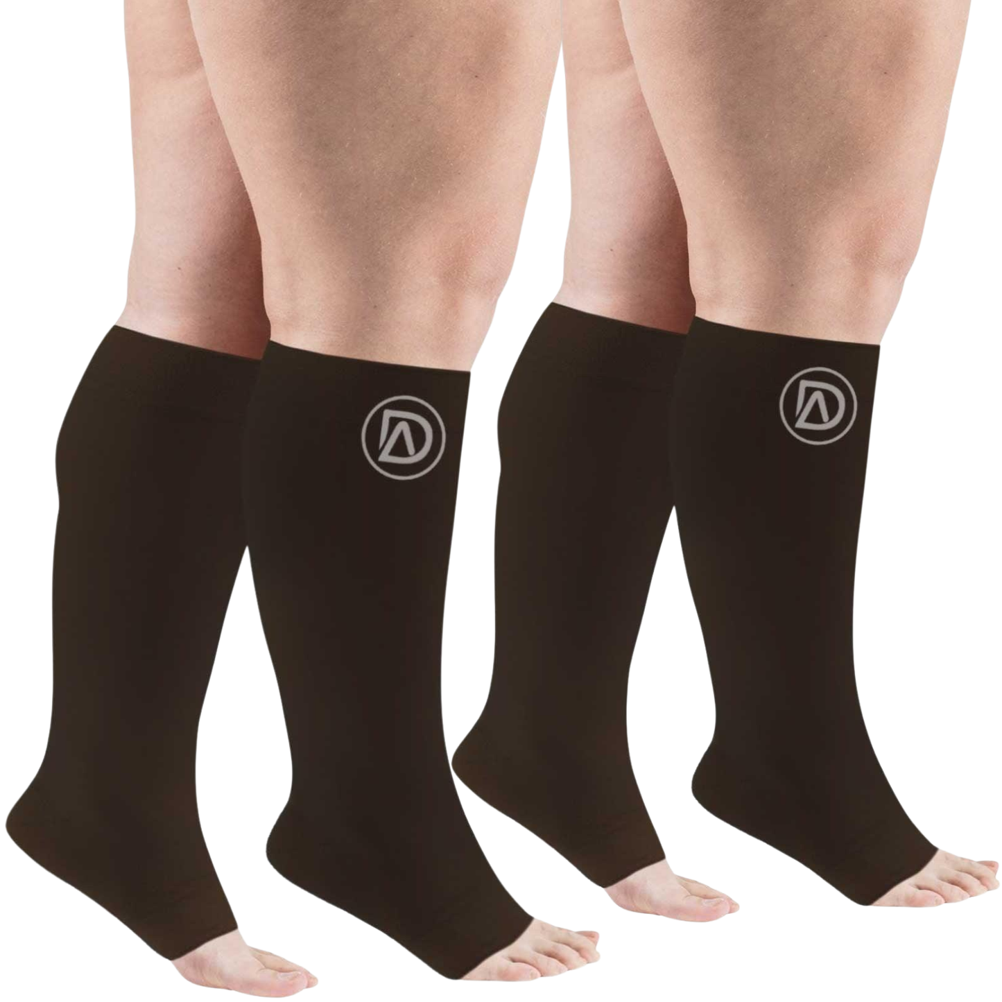 Plus Size Wide Calf Toeless Compression Socks 20–30 mmHg Multipack (2 Pairs)