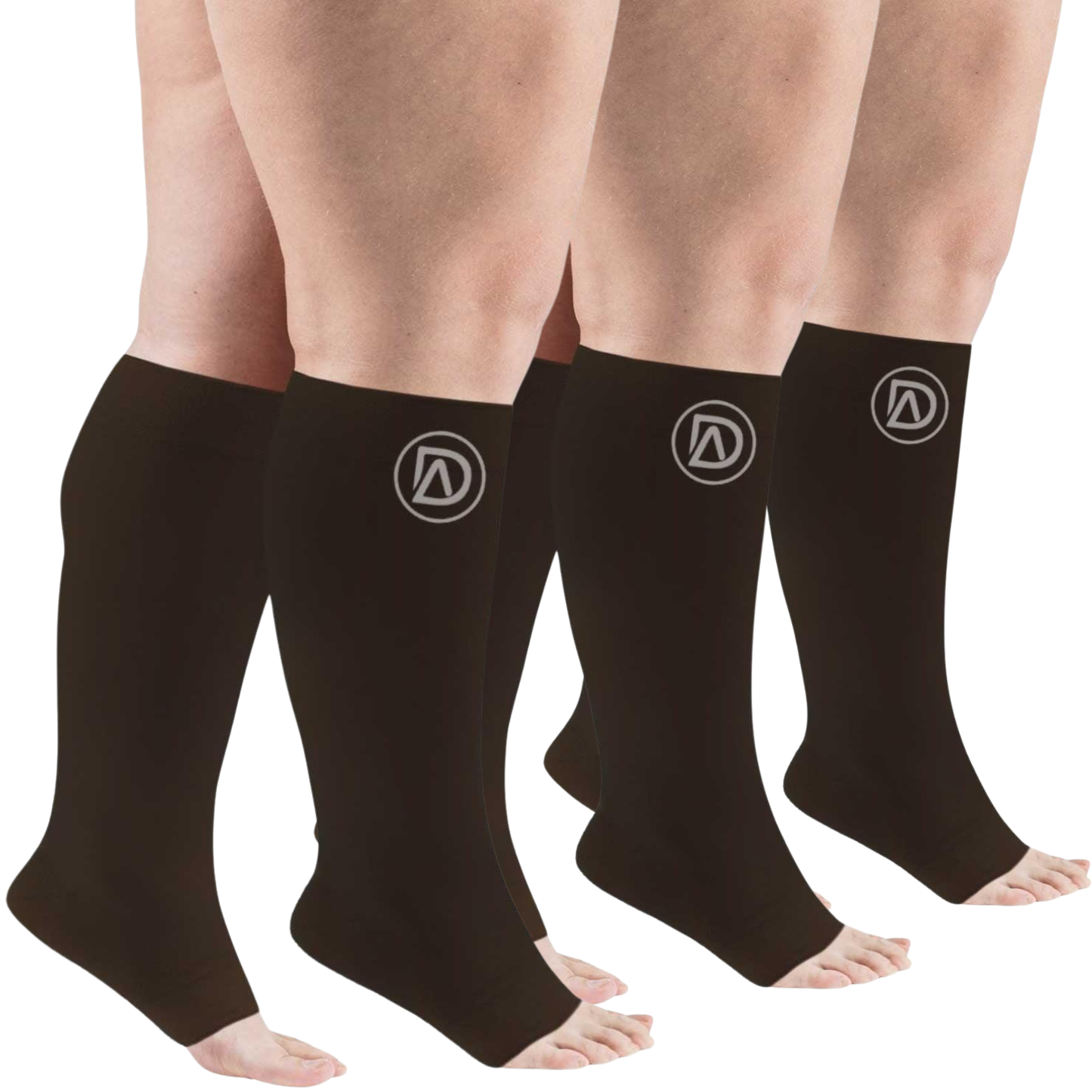 Plus Size Wide Calf Toeless Compression Socks 20–30 mmHg Multipack (3 Pairs)