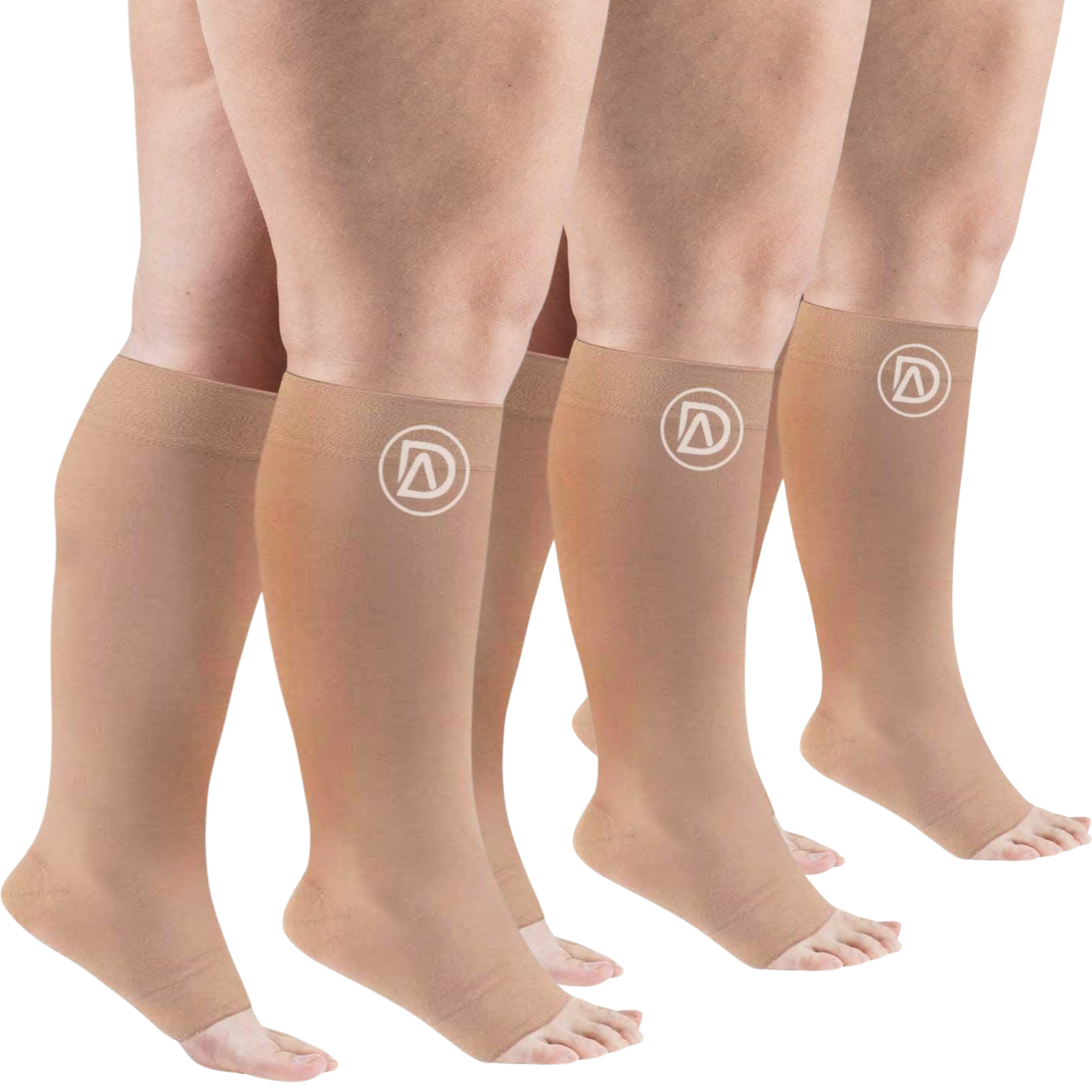 Plus Size Wide Calf Toeless Compression Socks 20–30 mmHg Multipack (3 Pairs)