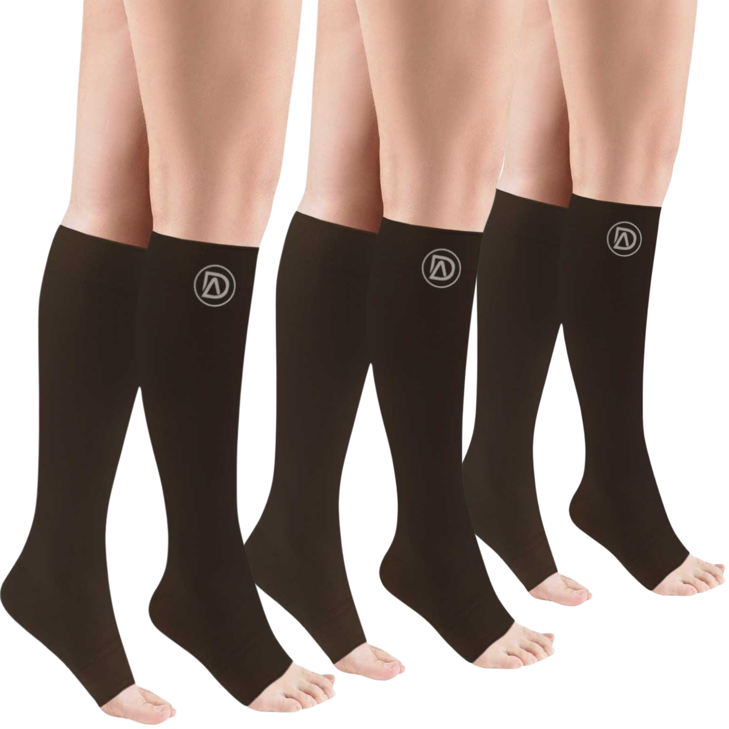 Plus Size Wide Calf Toeless Compression Socks 20–30 mmHg Multipack (3 Pairs)