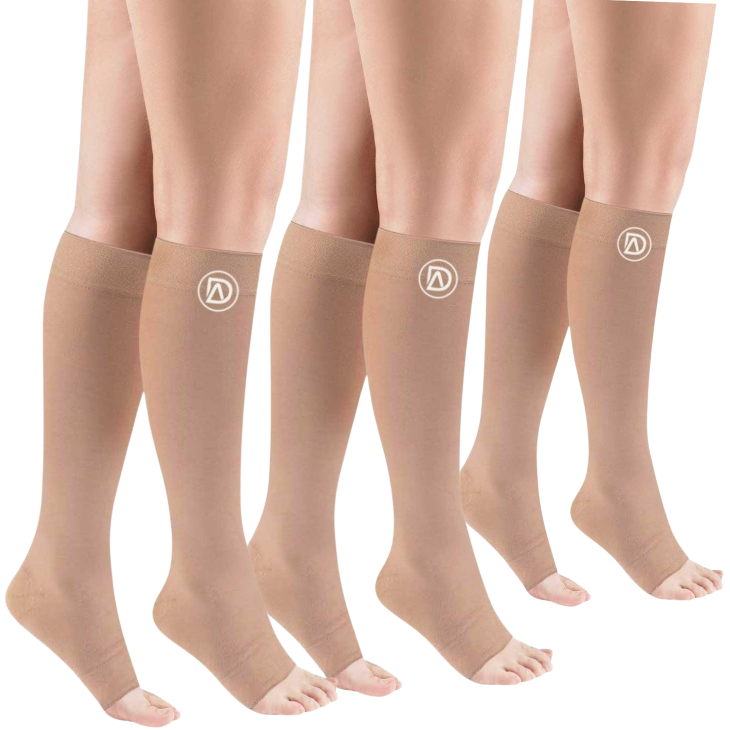 Plus Size Wide Calf Toeless Compression Socks 20–30 mmHg Multipack (3 Pairs)
