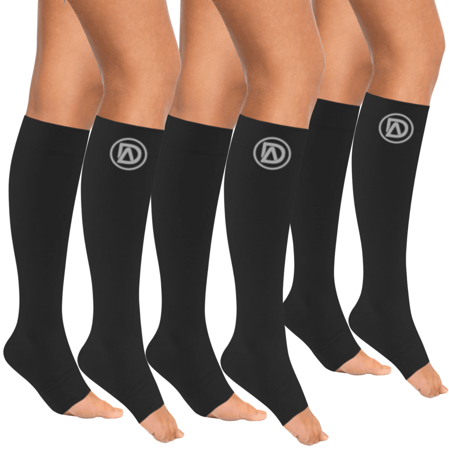 Plus Size Wide Calf Toeless Compression Socks 20–30 mmHg Multipack (3 Pairs)
