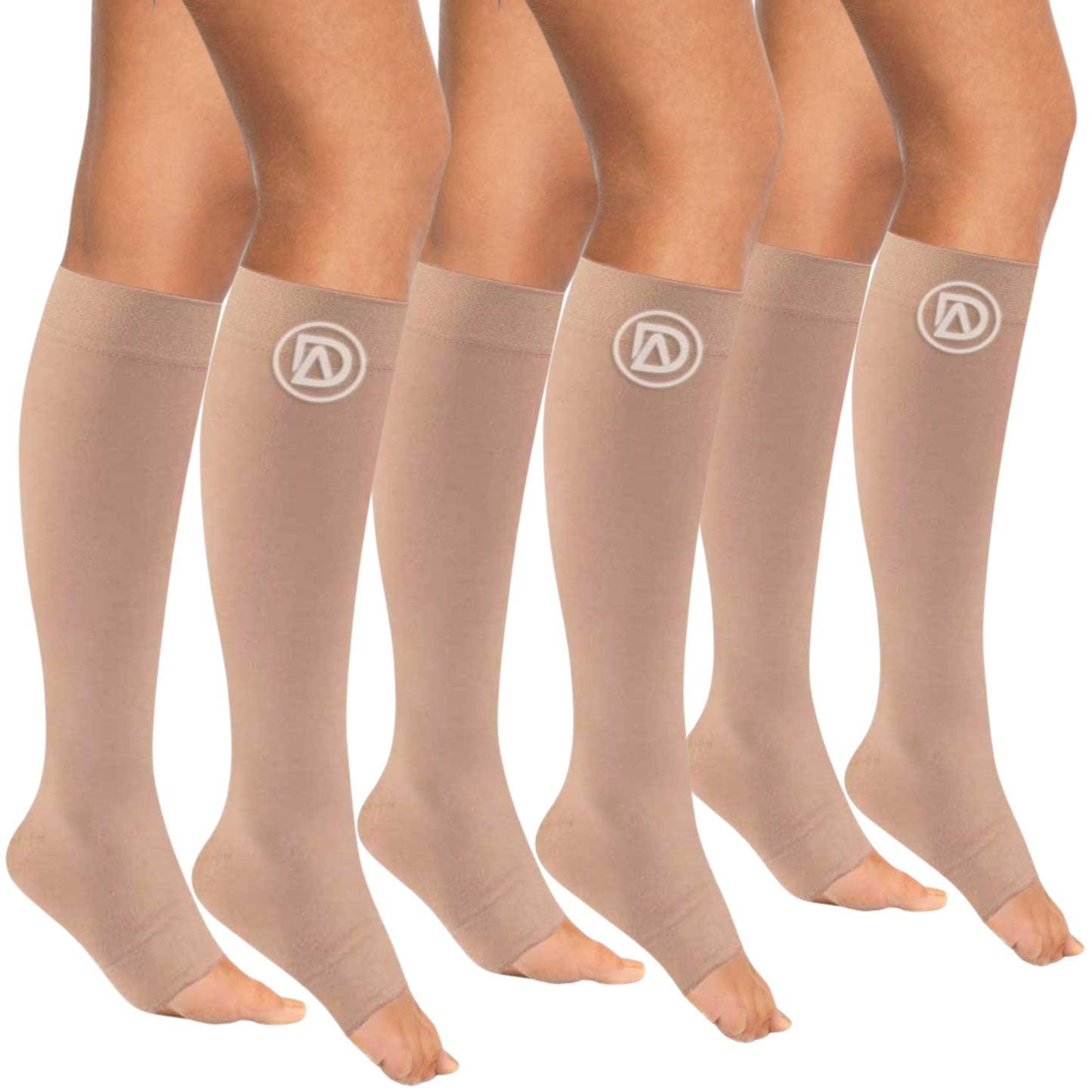 Plus Size Wide Calf Toeless Compression Socks 20–30 mmHg Multipack (3 Pairs)