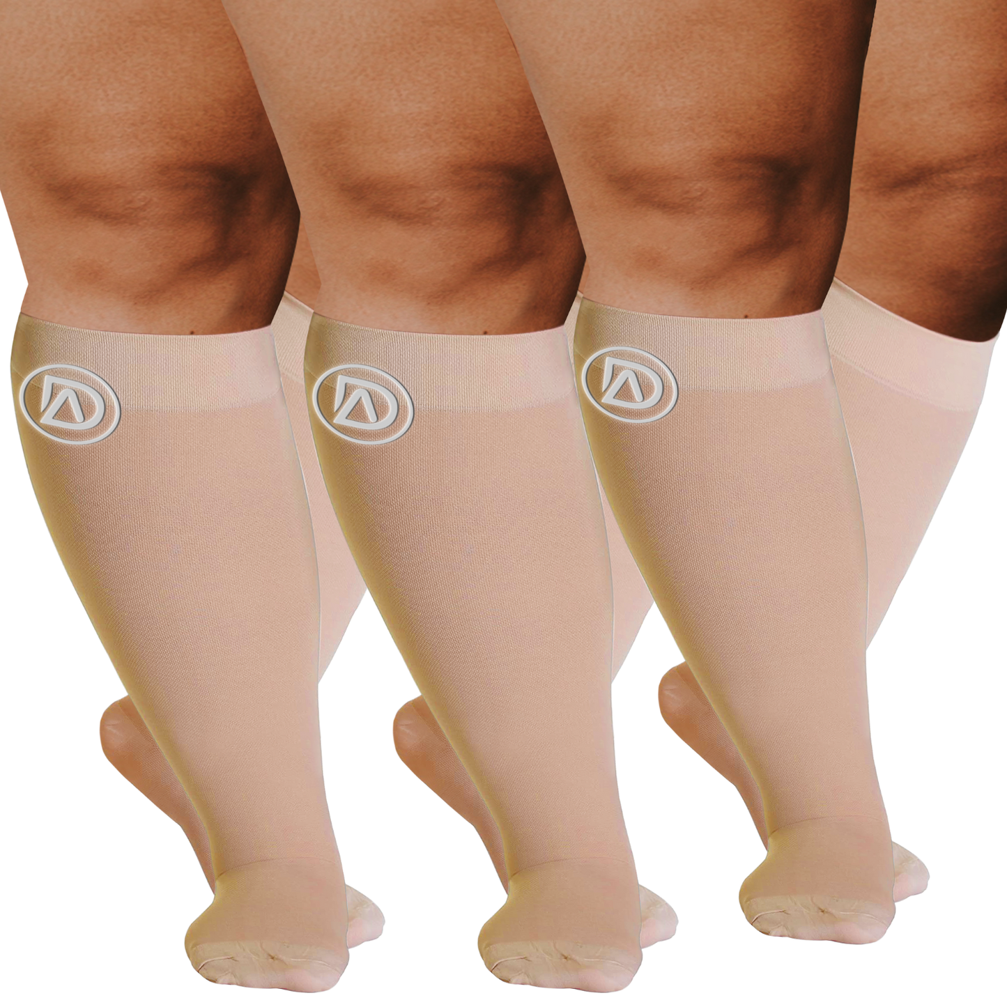 Plus Size Wide Calf Compression Socks 20–30 mmHg Multipack (3 Pairs)