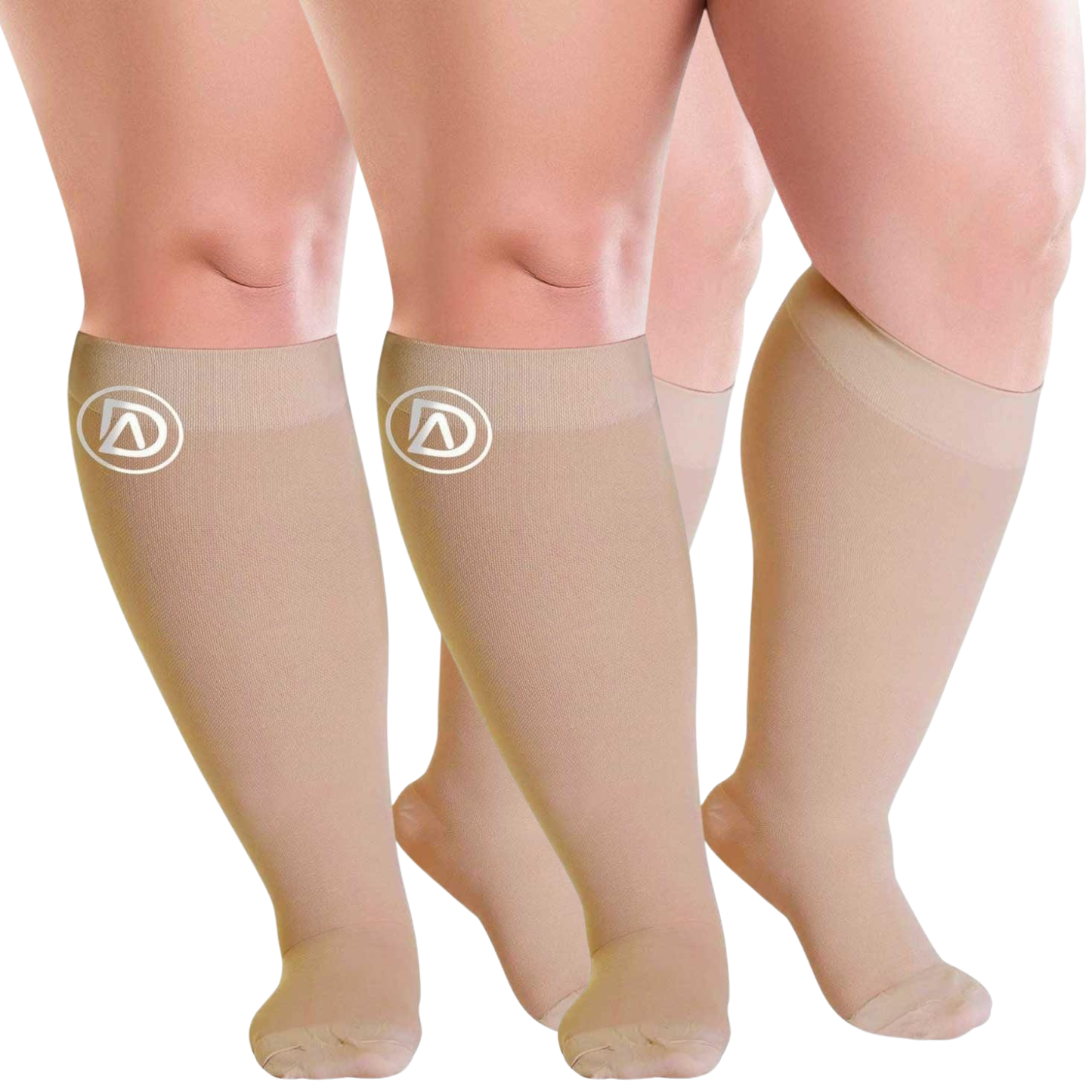 Plus Size Wide Calf Compression Socks 20–30 mmHg Multipack (2 Pairs)