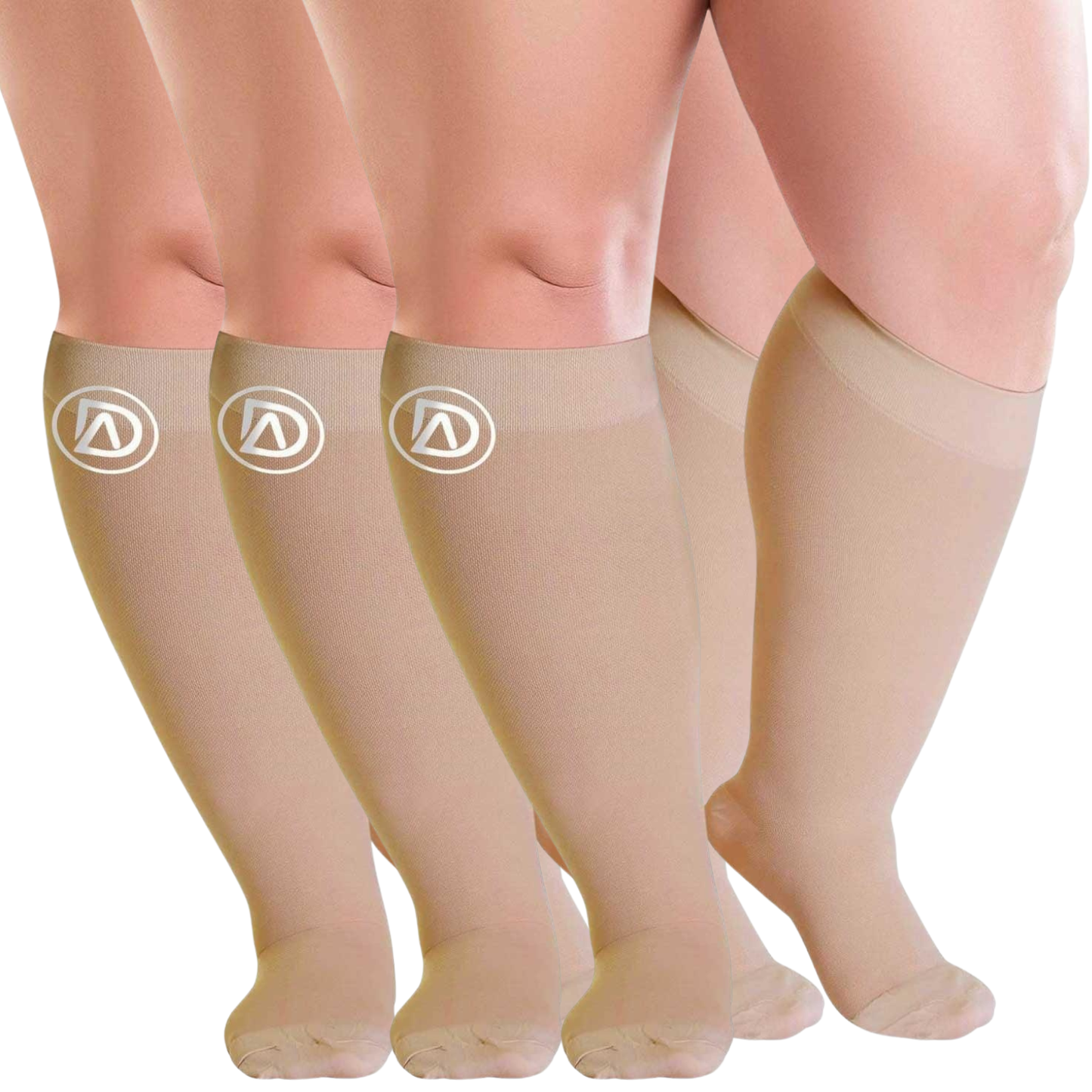 Plus Size Wide Calf Compression Socks 20–30 mmHg Multipack (3 Pairs)