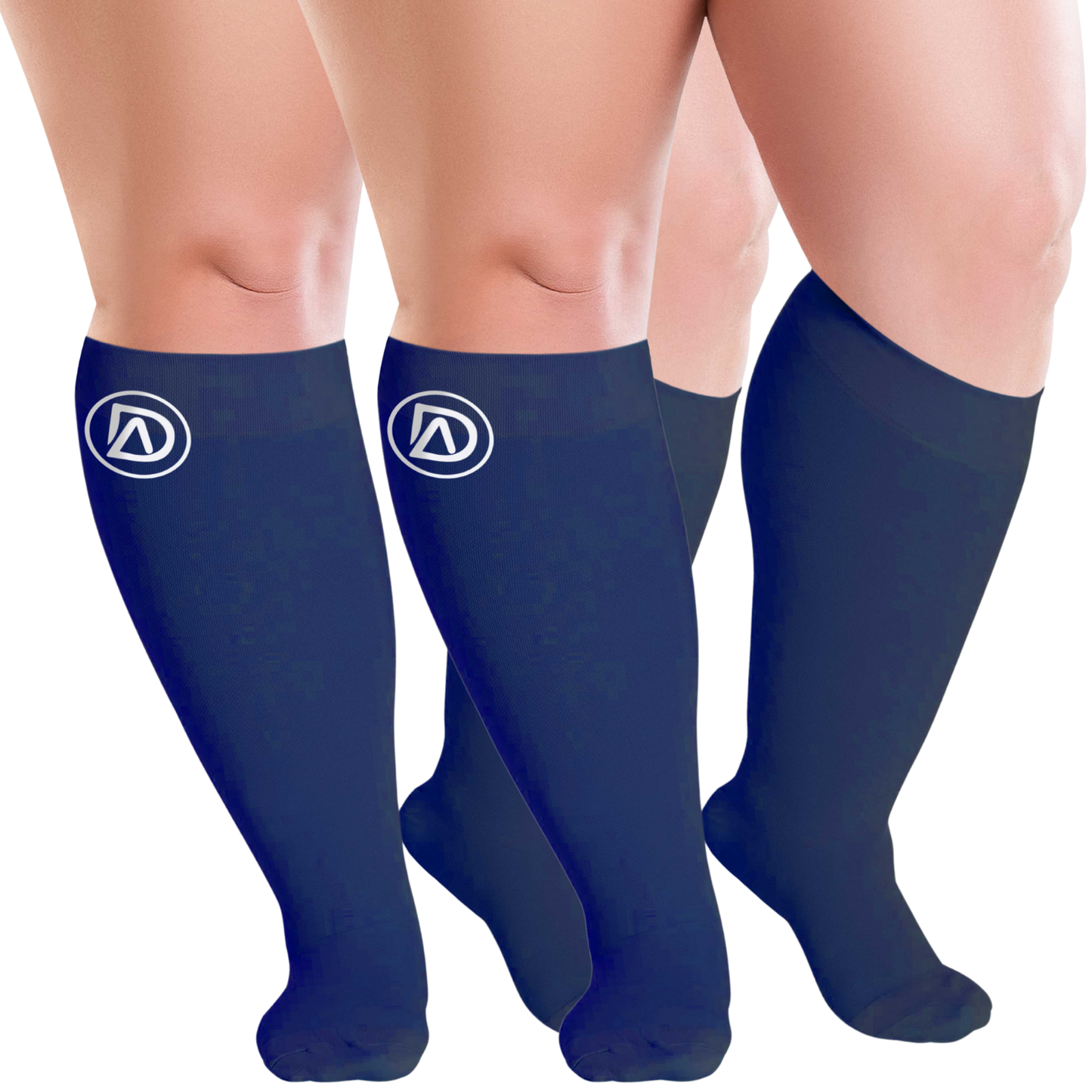 Plus Size Wide Calf Compression Socks 20–30 mmHg Multipack (2 Pairs)