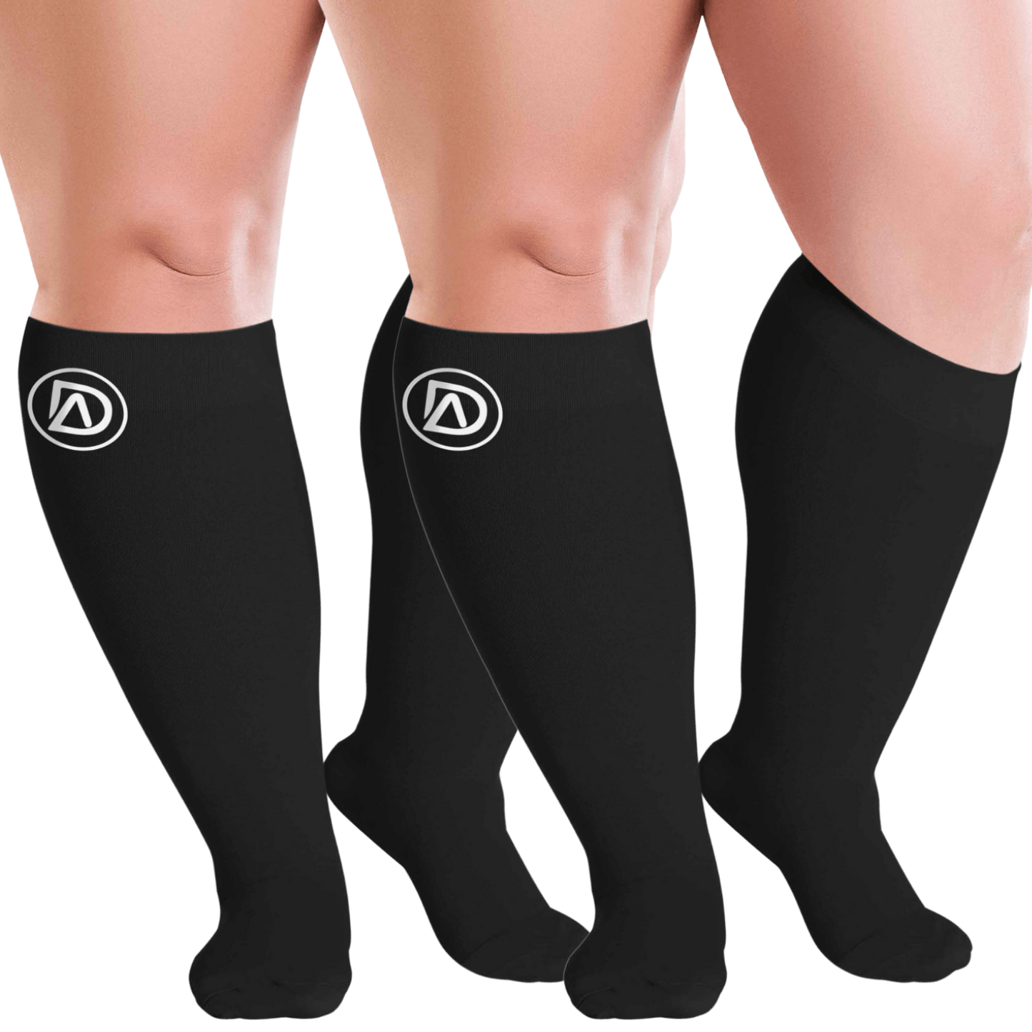 Plus Size Wide Calf Compression Socks 20–30 mmHg Multipack (2 Pairs)