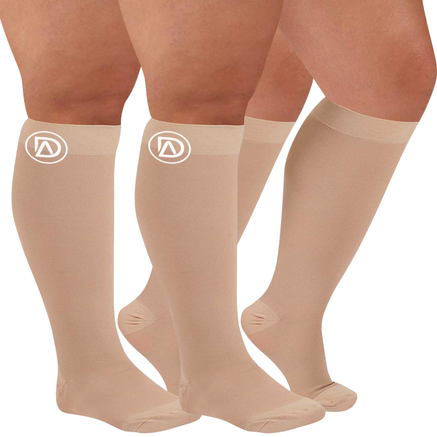 Plus Size Wide Calf Compression Socks 20–30 mmHg Multipack (2 Pairs)