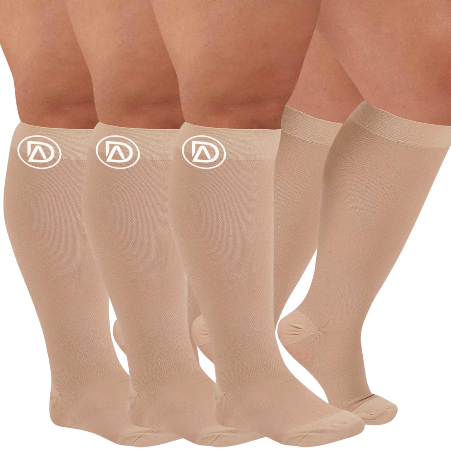 Plus Size Wide Calf Compression Socks 20–30 mmHg Multipack (3 Pairs)