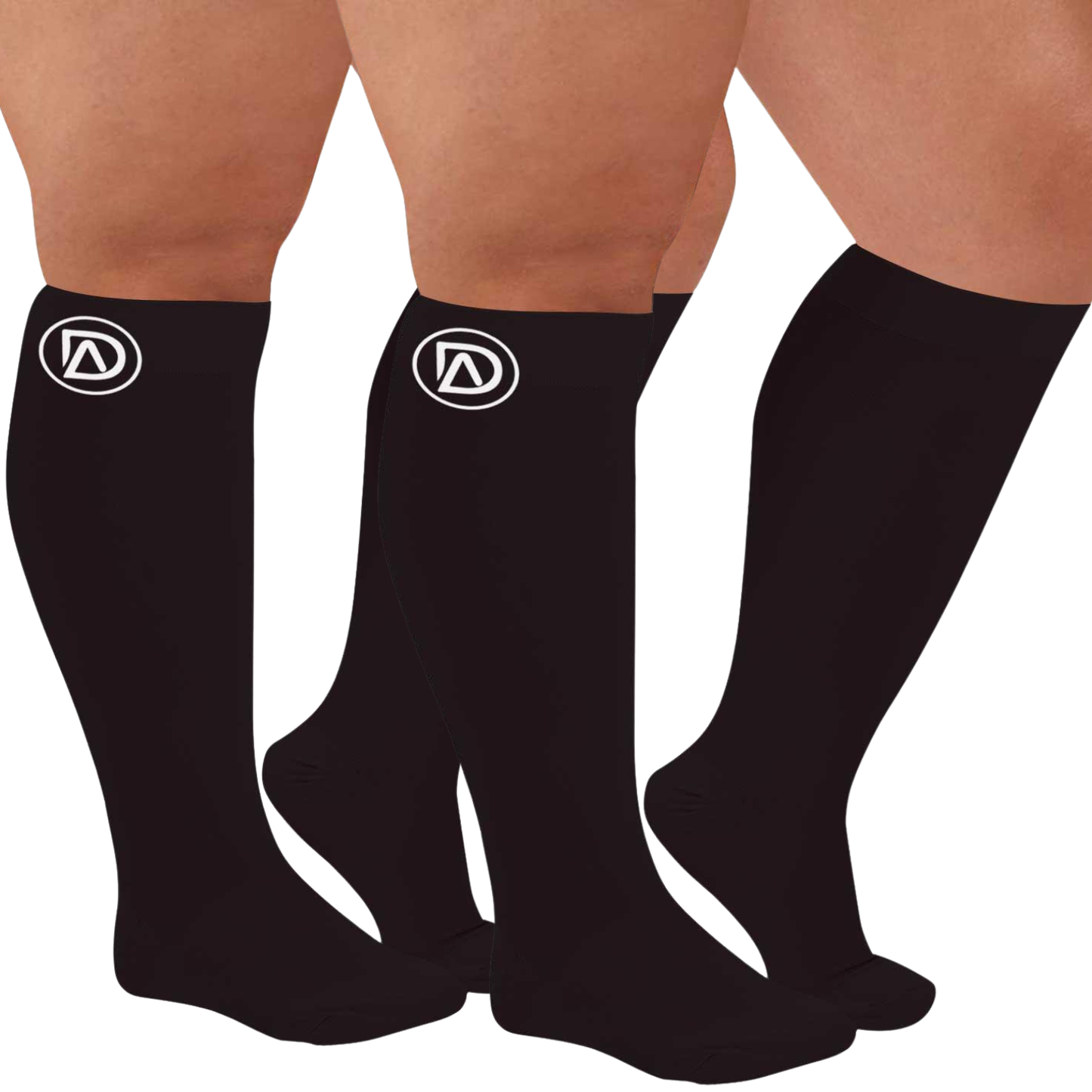 Plus Size Wide Calf Compression Socks 20–30 mmHg Multipack (2 Pairs)