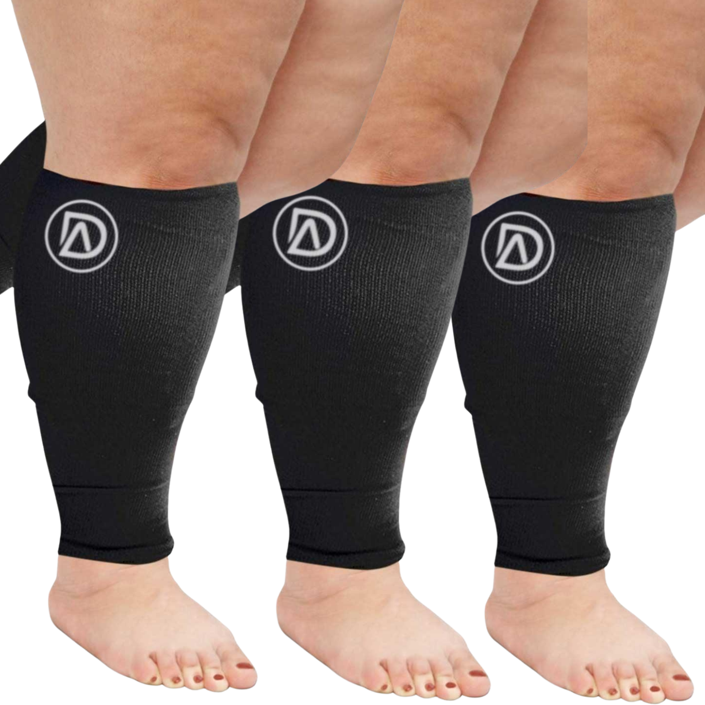 Plus Size Wide Calf Compression Sleeves 20–30 mmHg Multipack (3 Pairs)