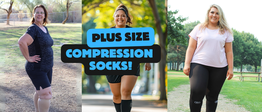 woman walking in park wearing black compression socks