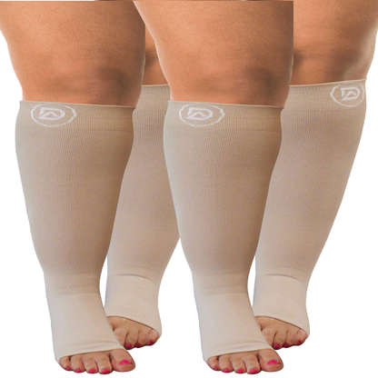 Plus Size Wide Calf Toeless Compression Socks 20–30 mmHg Multipack (2 Pairs)