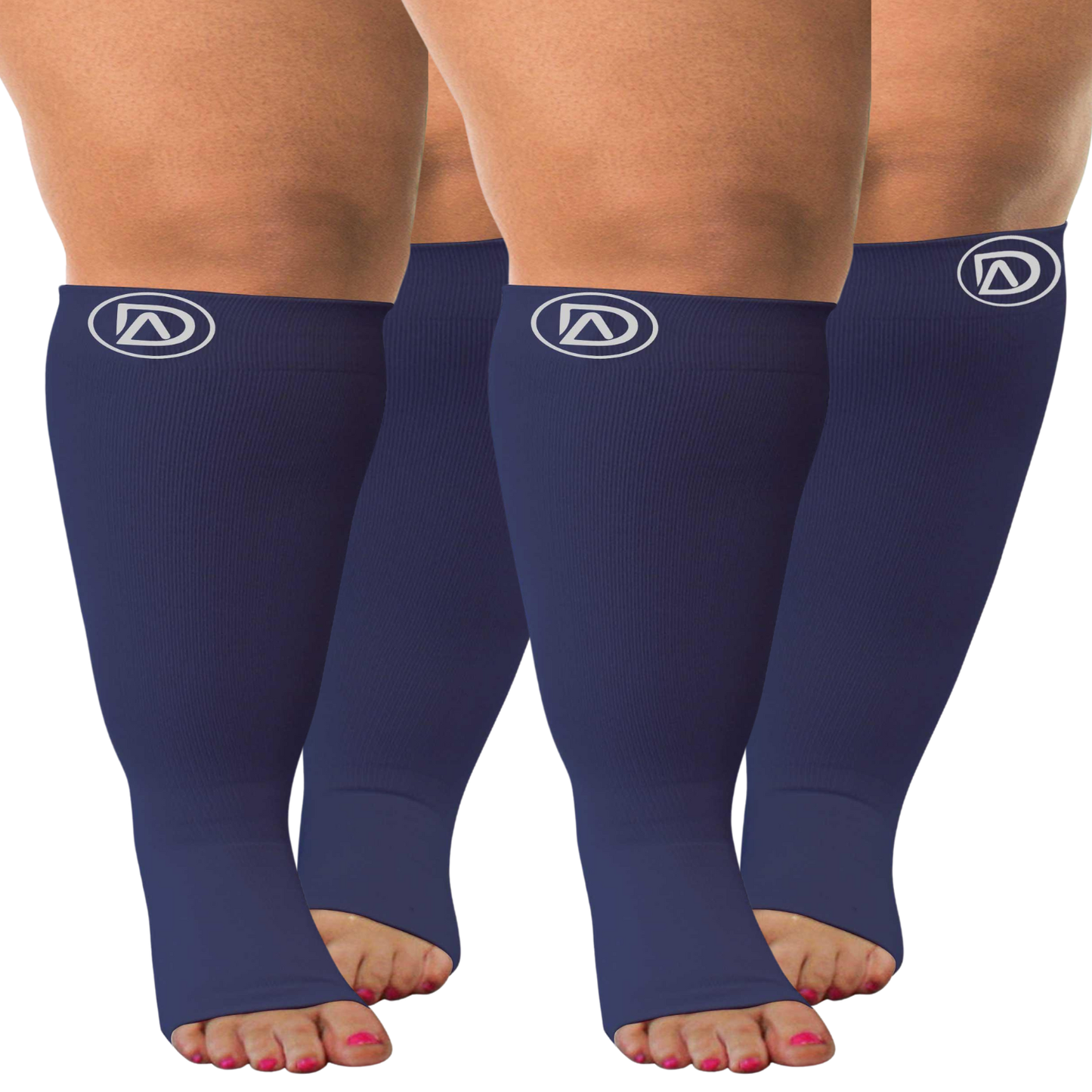 Plus Size Wide Calf Toeless Compression Socks 20–30 mmHg Multipack (2 Pairs)
