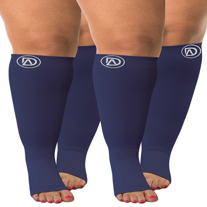 Plus Size Wide Calf Toeless Compression Socks 20–30 mmHg Multipack (2 Pairs)