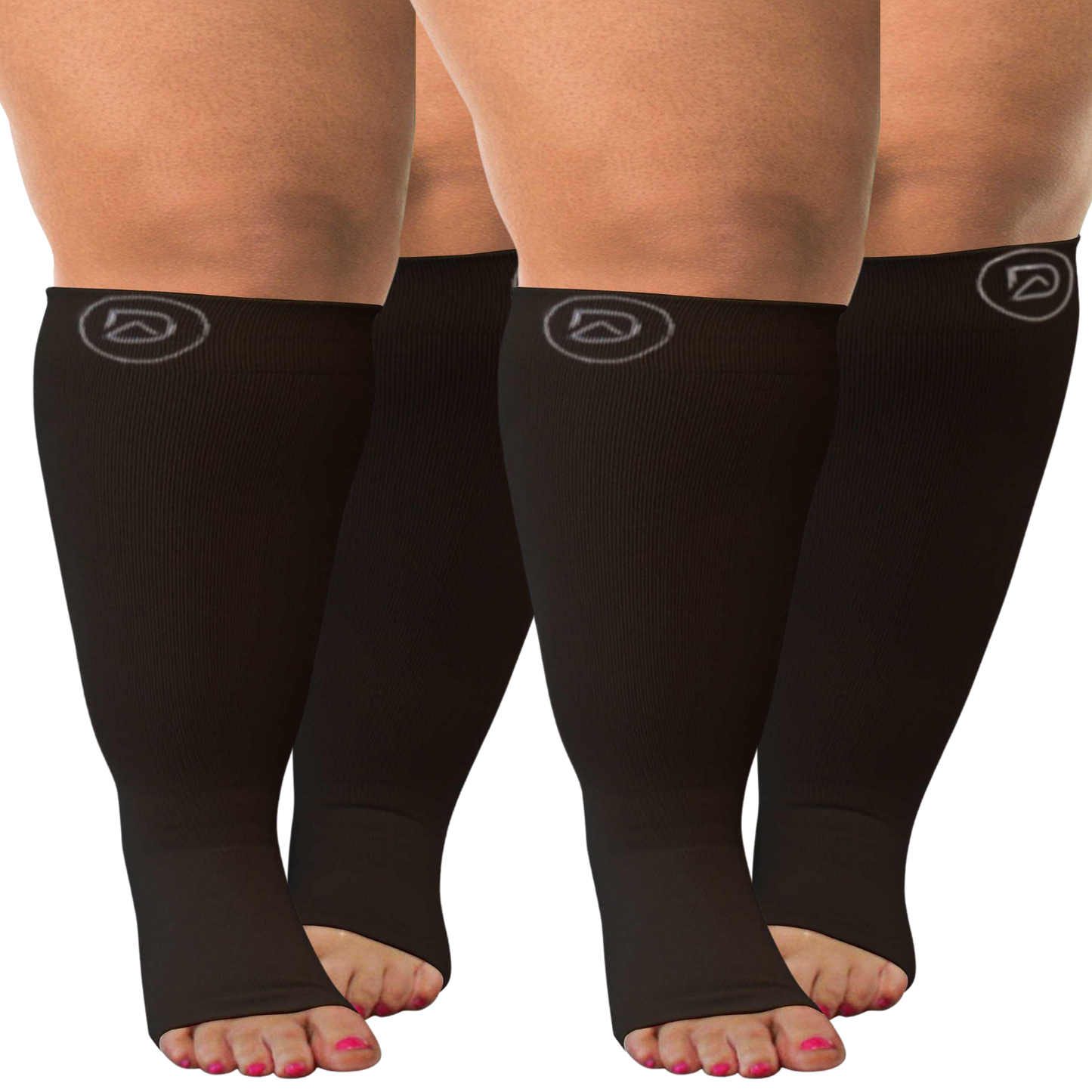 Plus Size Wide Calf Toeless Compression Socks 20–30 mmHg Multipack (2 Pairs)