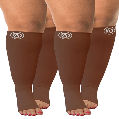 Plus Size Wide Calf Toeless Compression Socks 20–30 mmHg Multipack (2 Pairs)
