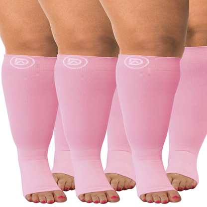 Plus Size Wide Calf Toeless Compression Socks 20–30 mmHg Multipack (3 Pairs)