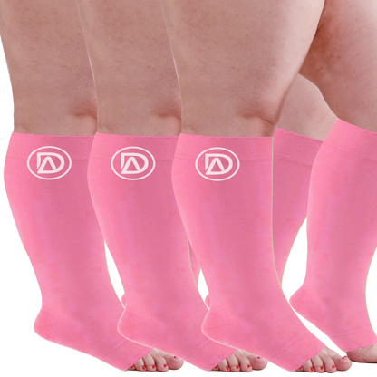 Plus Size Wide Calf Toeless Compression Socks 20–30 mmHg Multipack (3 Pairs)