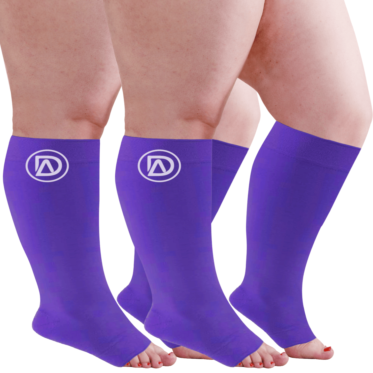 Plus Size Wide Calf Toeless Compression Socks 20–30 mmHg Multipack (2 Pairs)