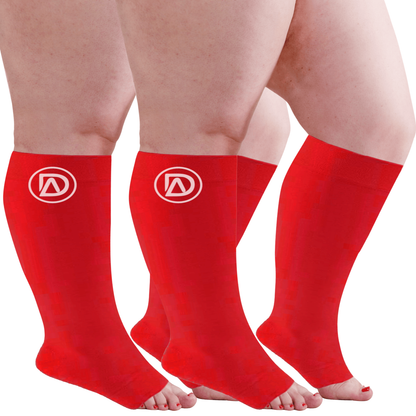 Plus Size Wide Calf Toeless Compression Socks 20–30 mmHg Multipack (2 Pairs)