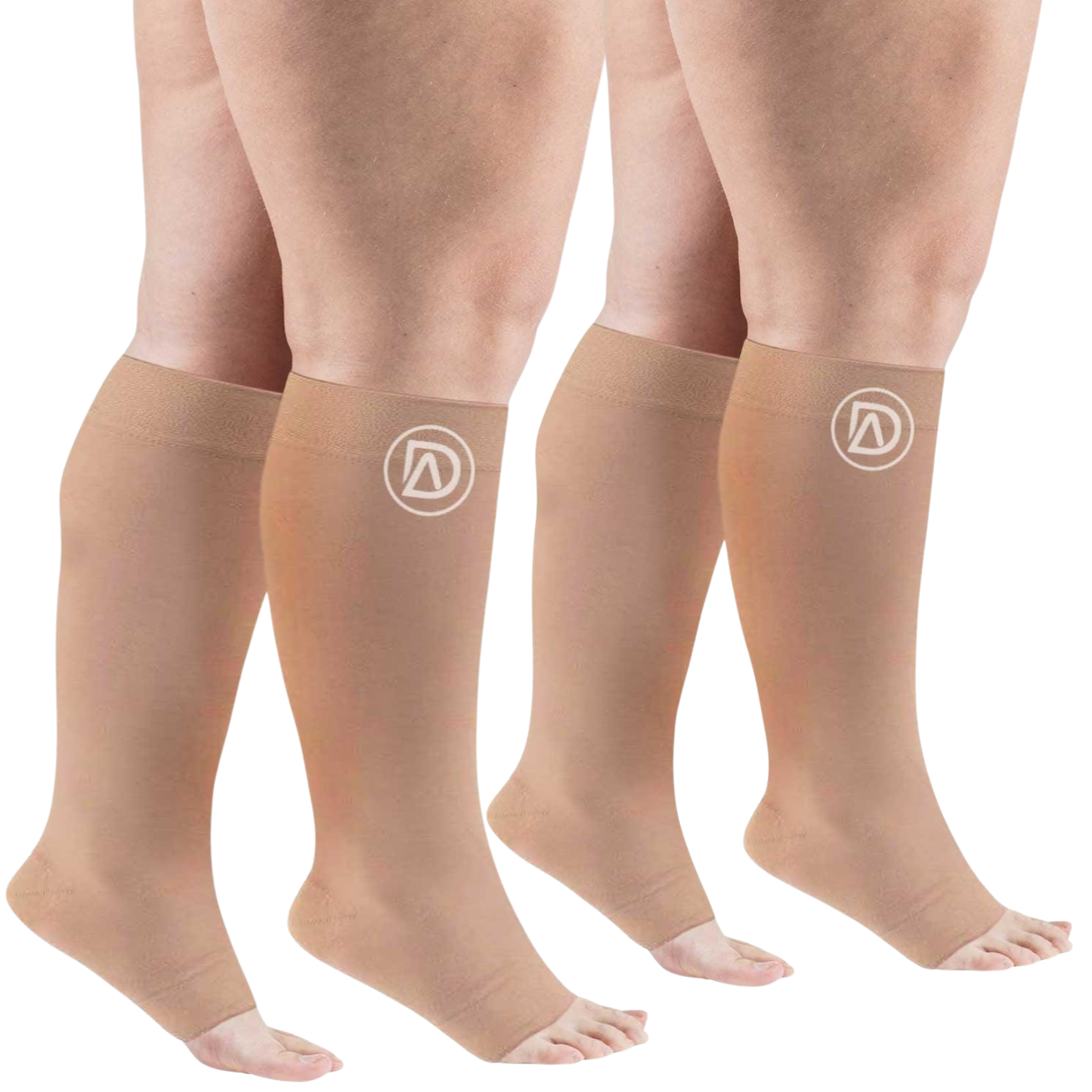 Plus Size Wide Calf Toeless Compression Socks 20–30 mmHg Multipack (2 Pairs)