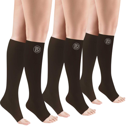 Plus Size Wide Calf Toeless Compression Socks 20–30 mmHg Multipack (3 Pairs)