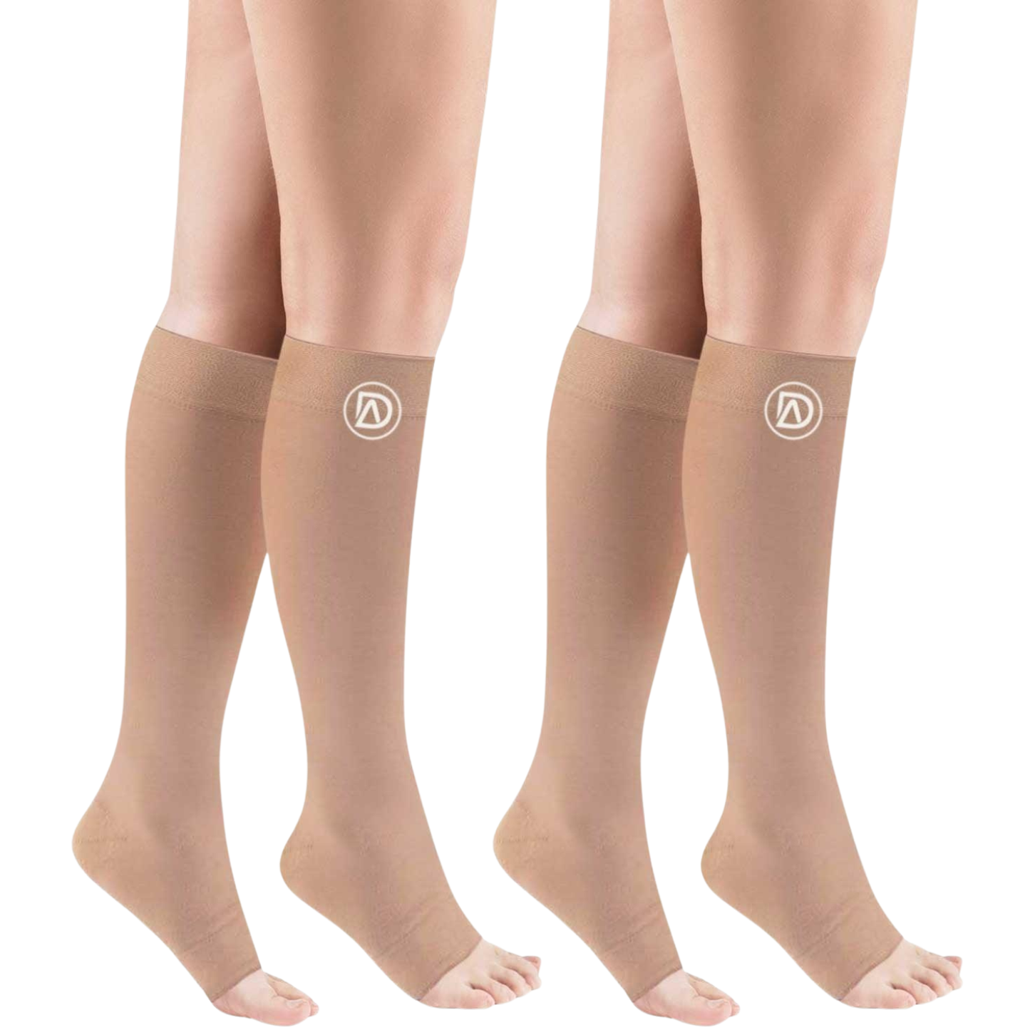 Plus Size Wide Calf Toeless Compression Socks 20–30 mmHg Multipack (2 Pairs)