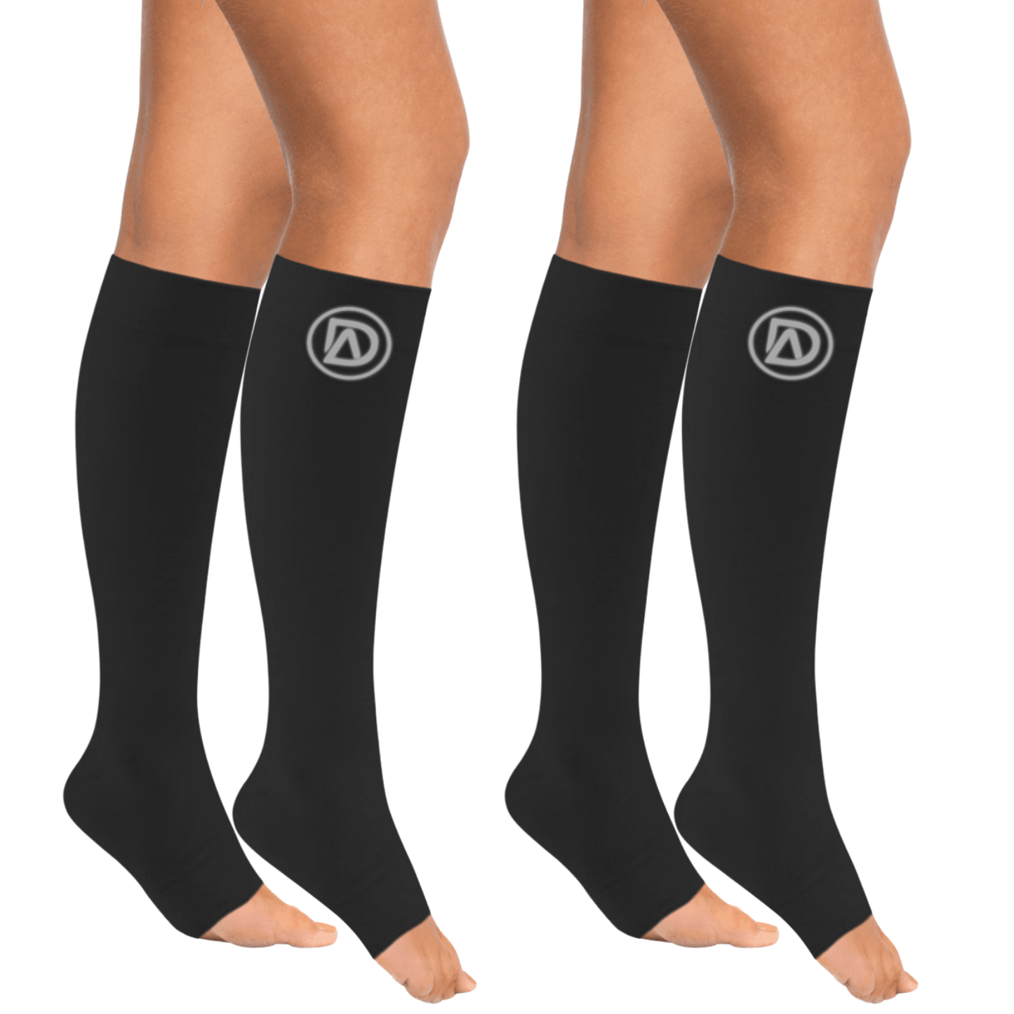 Plus Size Wide Calf Toeless Compression Socks 20–30 mmHg Multipack (2 Pairs)