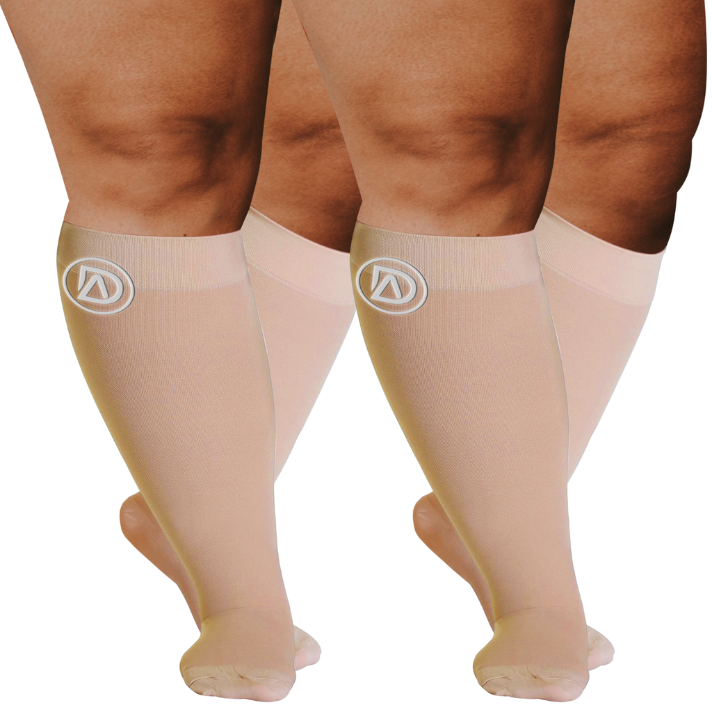 Plus Size Wide Calf Compression Socks 20–30 mmHg Multipack (2 Pairs)