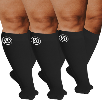 Plus Size Wide Calf Compression Socks 20–30 mmHg Multipack (3 Pairs)
