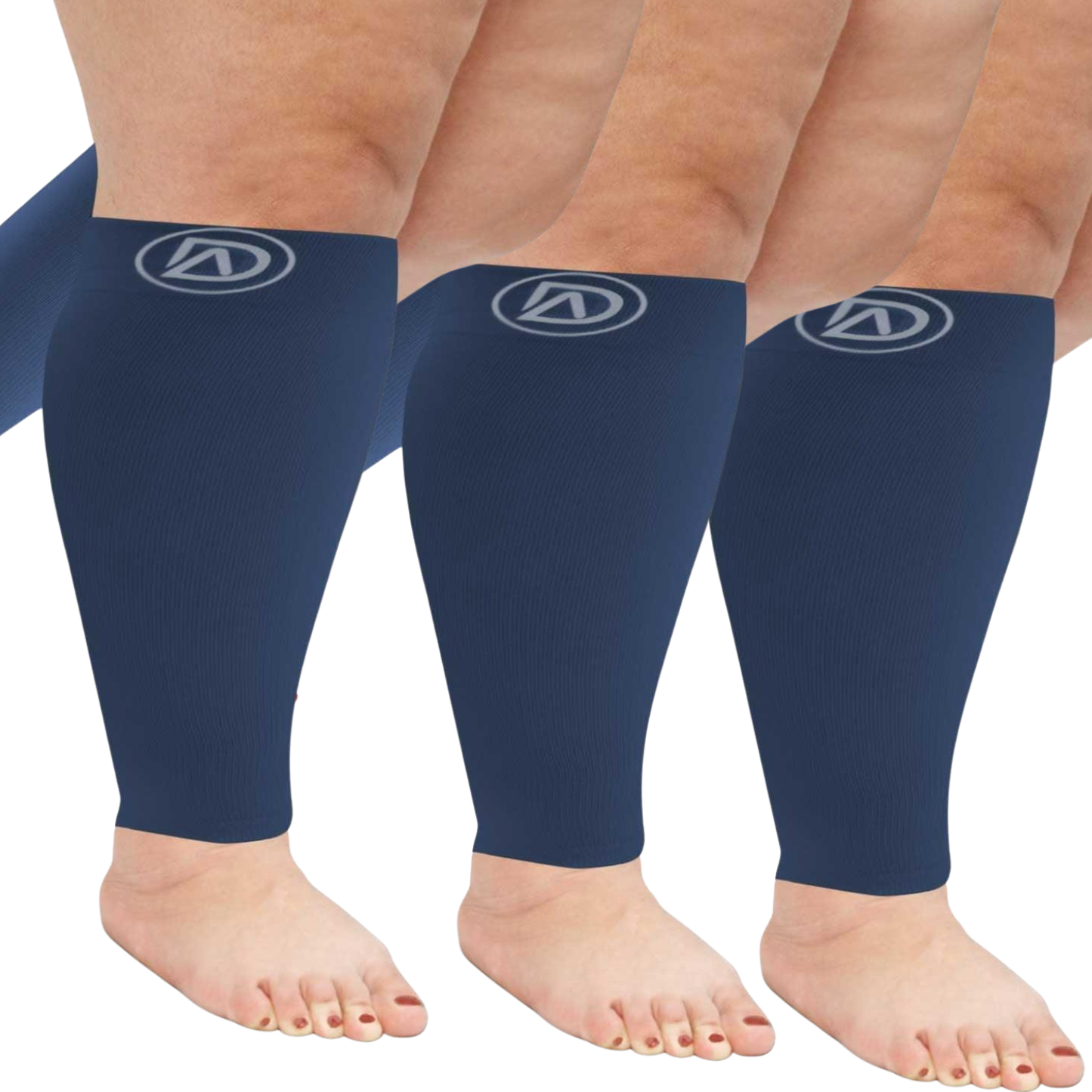 Plus Size Wide Calf Compression Sleeves 20–30 mmHg Multipack (3 Pairs)