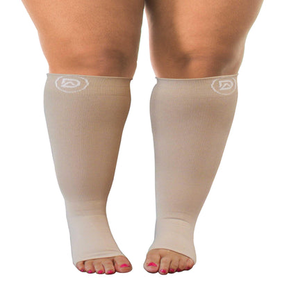 Plus Size Wide Calf Toeless Compression Socks 20–30 mmHg
