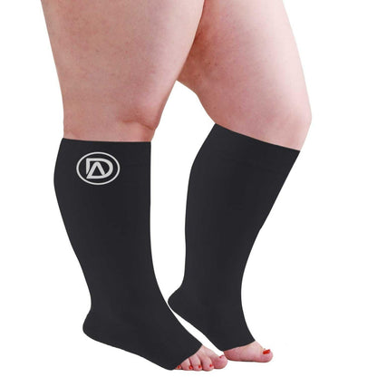 Plus Size Wide Calf Toeless Compression Socks 20–30 mmHg