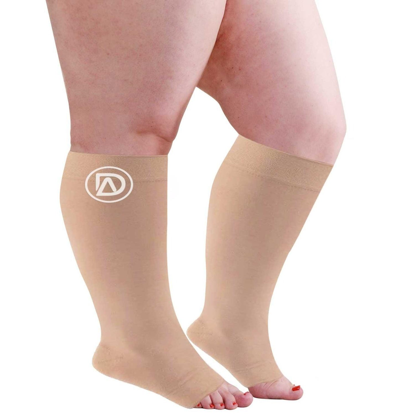 Plus Size Wide Calf Toeless Compression Socks 20–30 mmHg